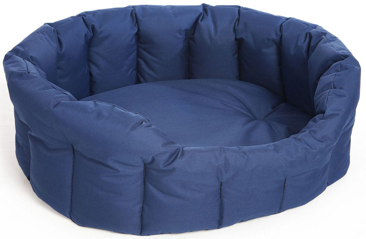 Image of Heavy Duty Deep Filled Waterproof Oval Softee Dog Bed - Blue - Size Large