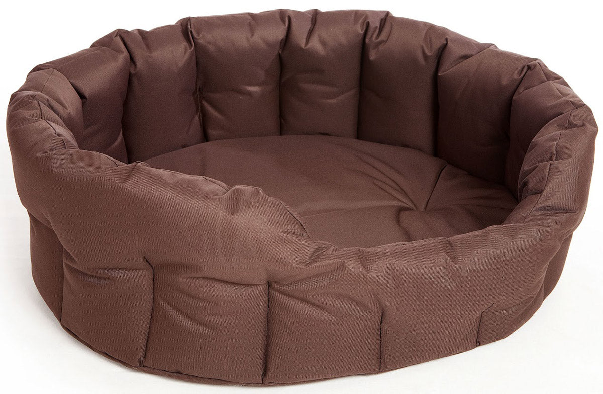 Image of Heavy Duty Deep Filled Waterproof Oval Softee Dog Bed - Brown - Size Jumbo