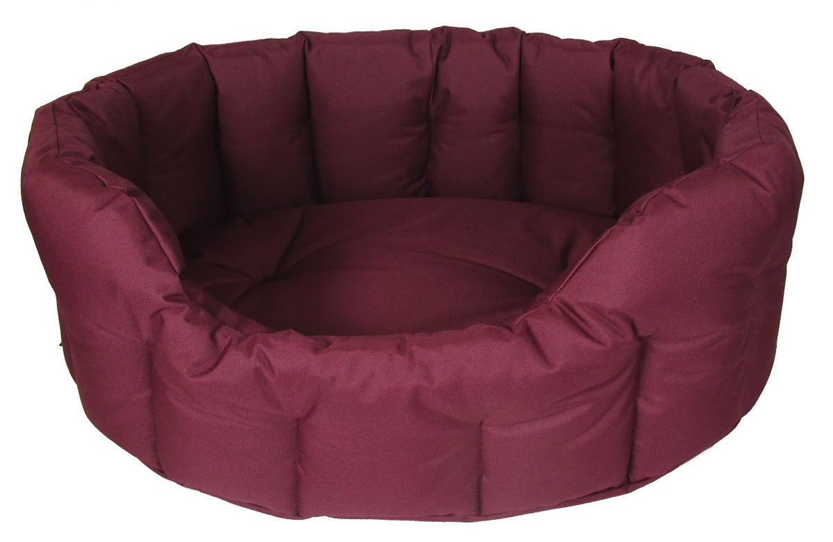 Image of Heavy Duty Deep Filled Waterproof Oval Softee Dog Bed - Burgundy - Size Large