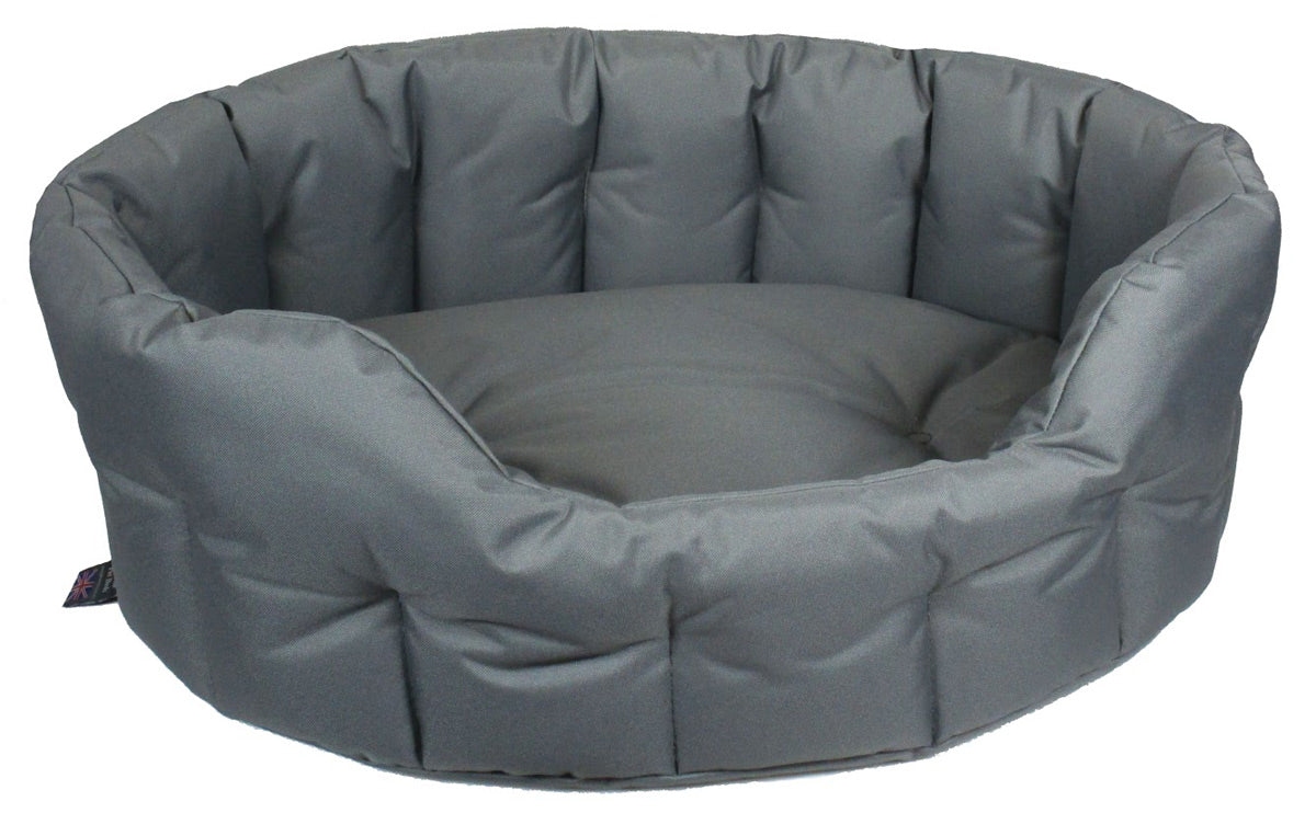 Image of Heavy Duty Deep Filled Waterproof Oval Softee Dog Bed - Grey - Size Large