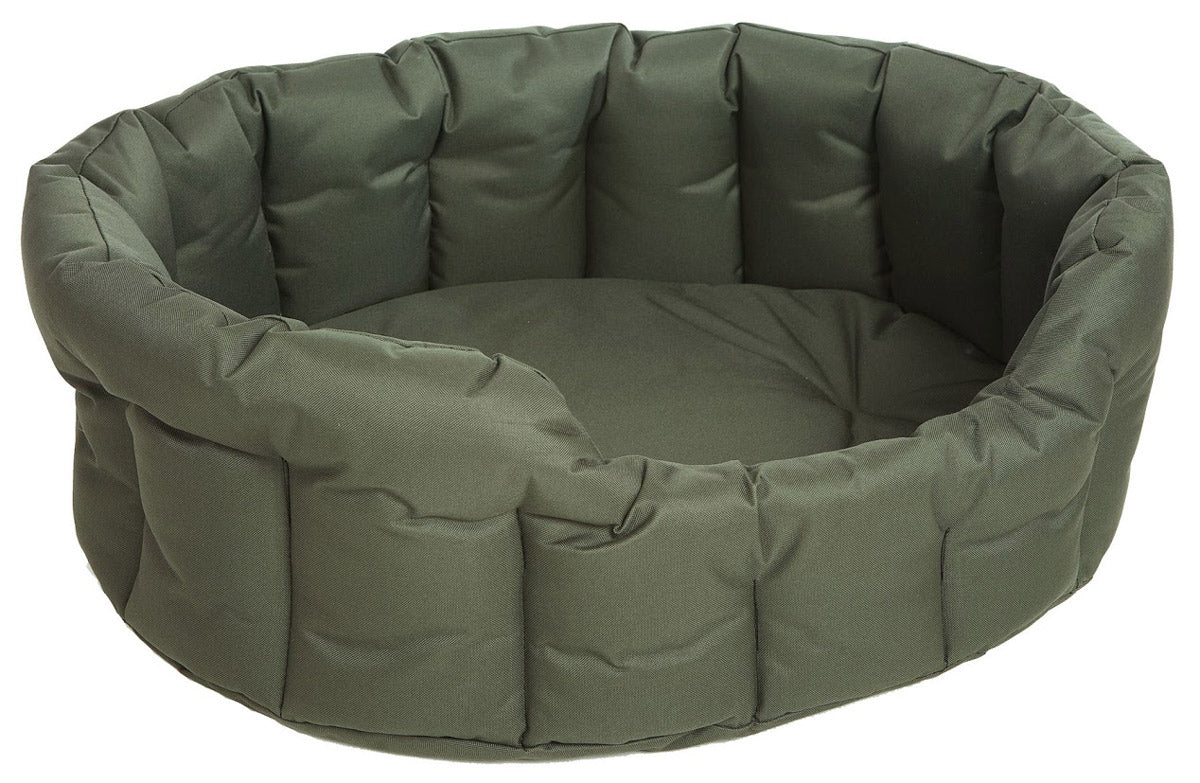 Image of Heavy Duty Deep Filled Waterproof Oval Softee Dog Bed - Green - Size Medium