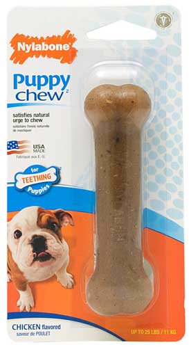 Image of Nylabone Puppy Bone For Teething Puppies - Chicken Flavour 5.5"
