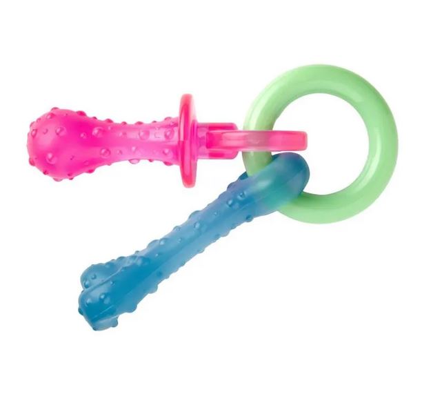 Image of Nylabone Puppy Teething Pacifier Multicolour 4" x 2.5"