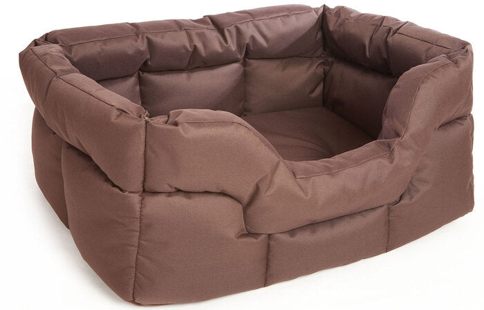 Image of Heavy Duty Deep Filled Waterproof Rectangular Dog Bed - Brown - Large