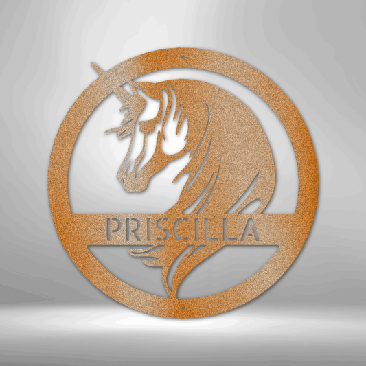 Majestic Horse Monogram Metal Sign