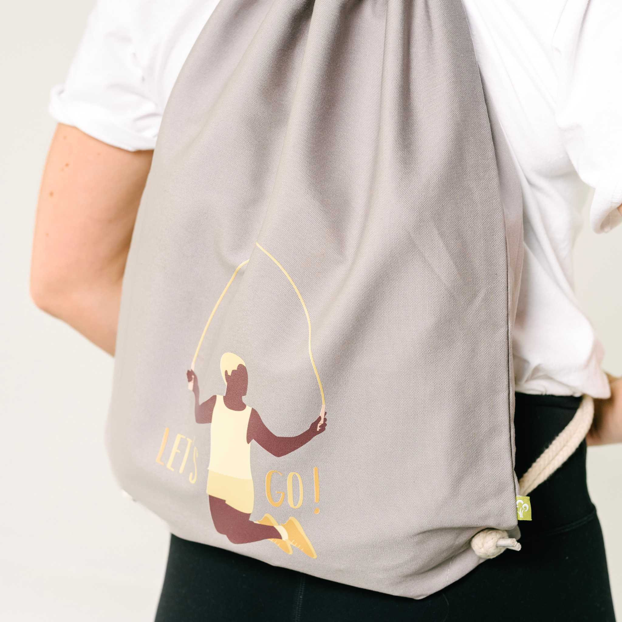 Organic Drawstring Bag ("Let´s go" Print) - Jump Rope Expert Mira Wate product image