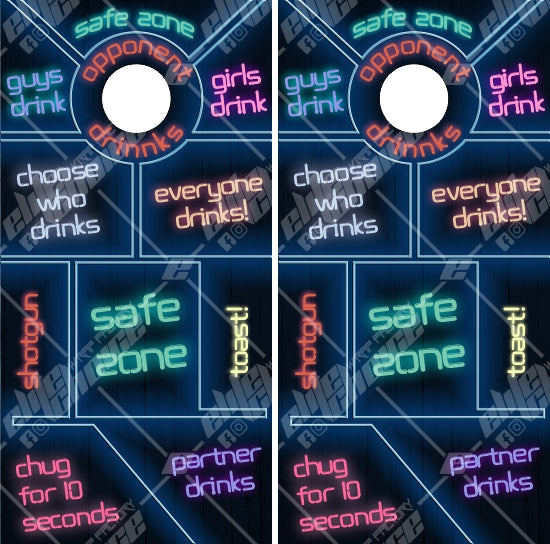 Neon Drinking Game Cornhole Wrap