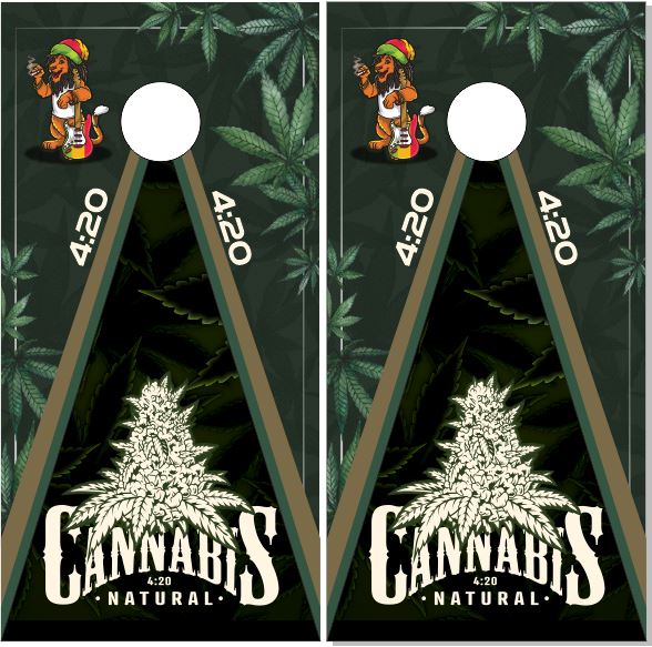 Cannabis Weed Stoner 420 Leaves UV Direct Print Cornhole Tops