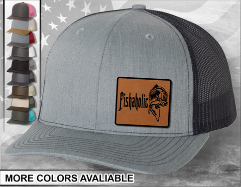 Gone Hunting Leather Patch Hat Funny Hunt and Fish Custom Trucker