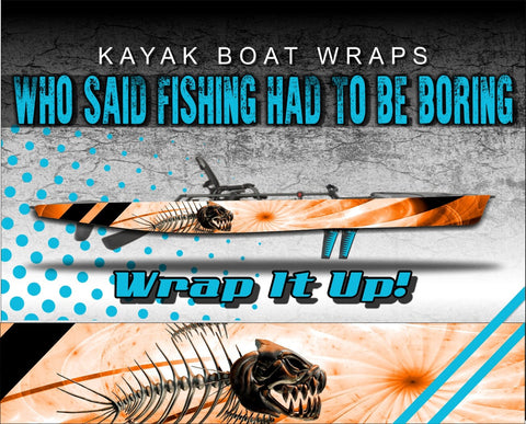 Skeleton of Wahoo Kayak Vinyl Wrap Kit Graphic Decal/Sticker 12ft