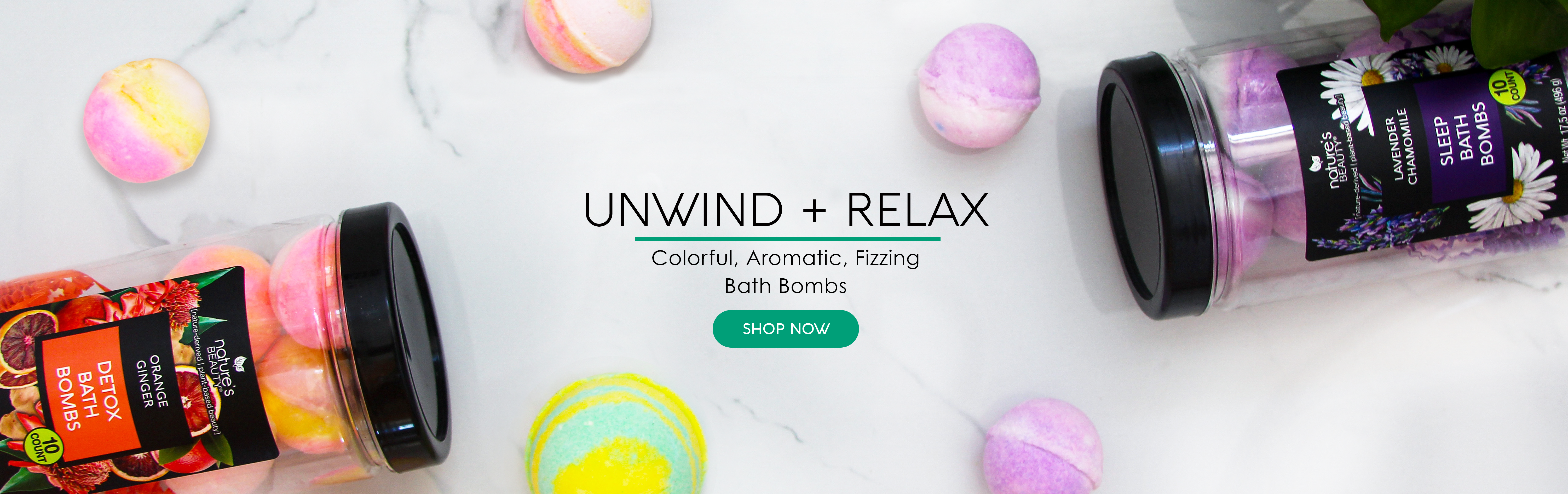 Unwind + relax with colorful, aromatic, fizzing bath bombds.