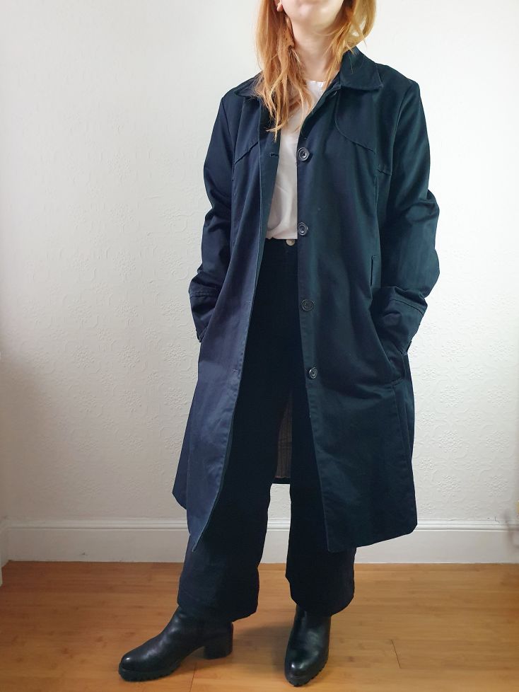 Vintage Black Single Breasted Trench Coat - S/M