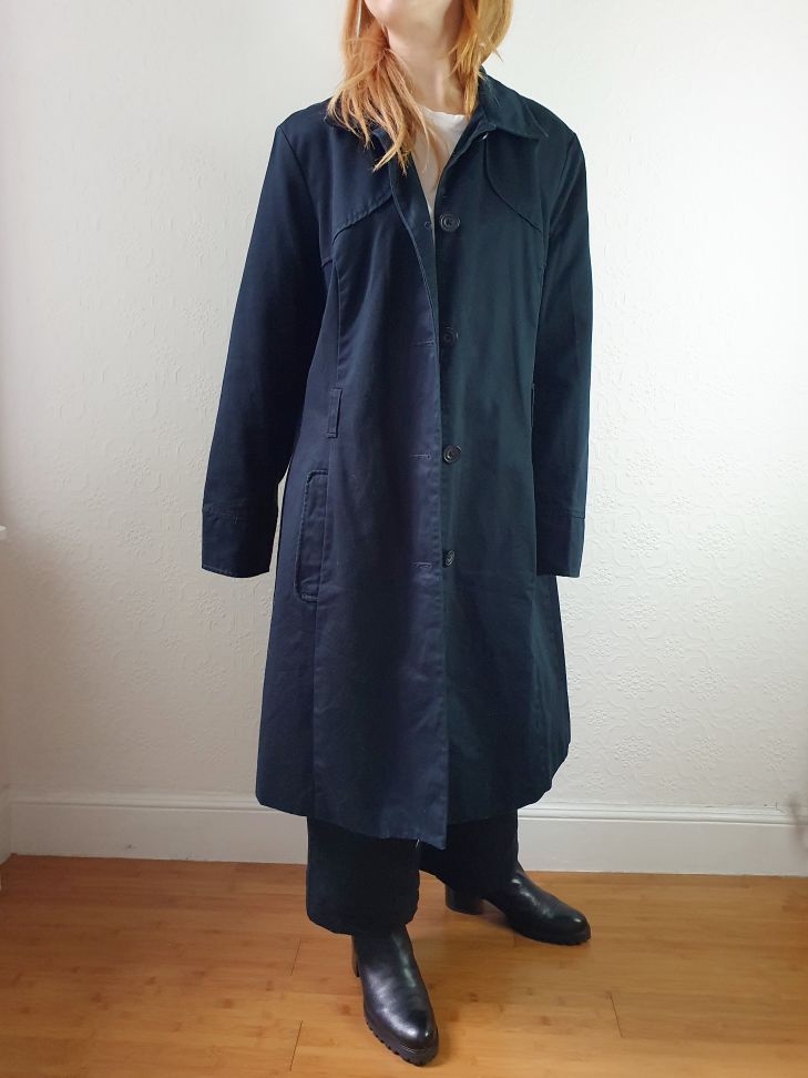 Vintage Black Single Breasted Trench Coat - S/M