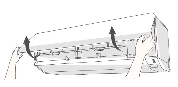 STEP２：吸込グリル（前面パネル）を開く