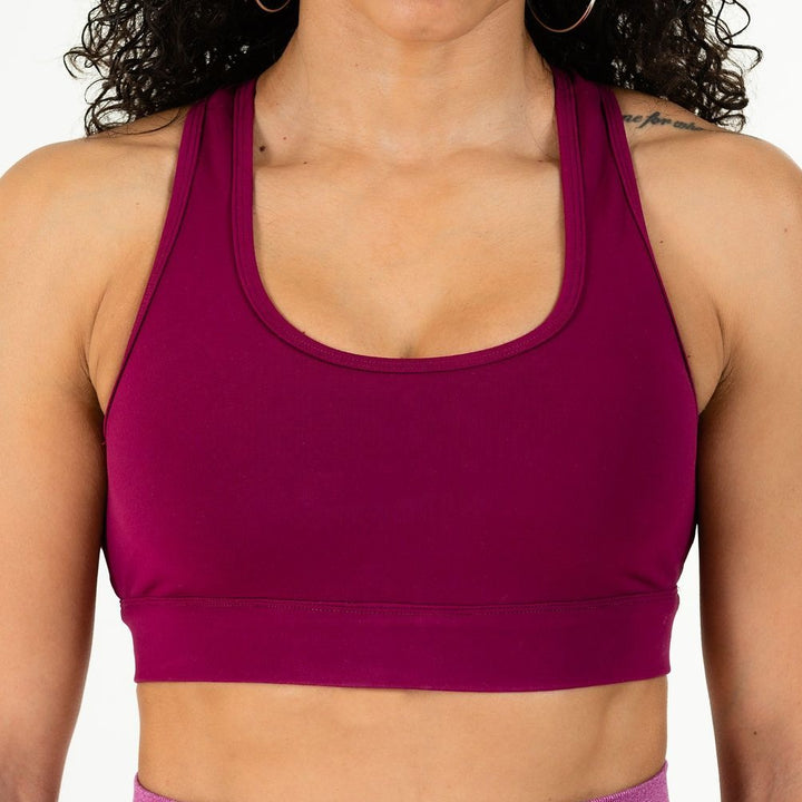 Front Cross Over Black Sports Bra – Medium Support