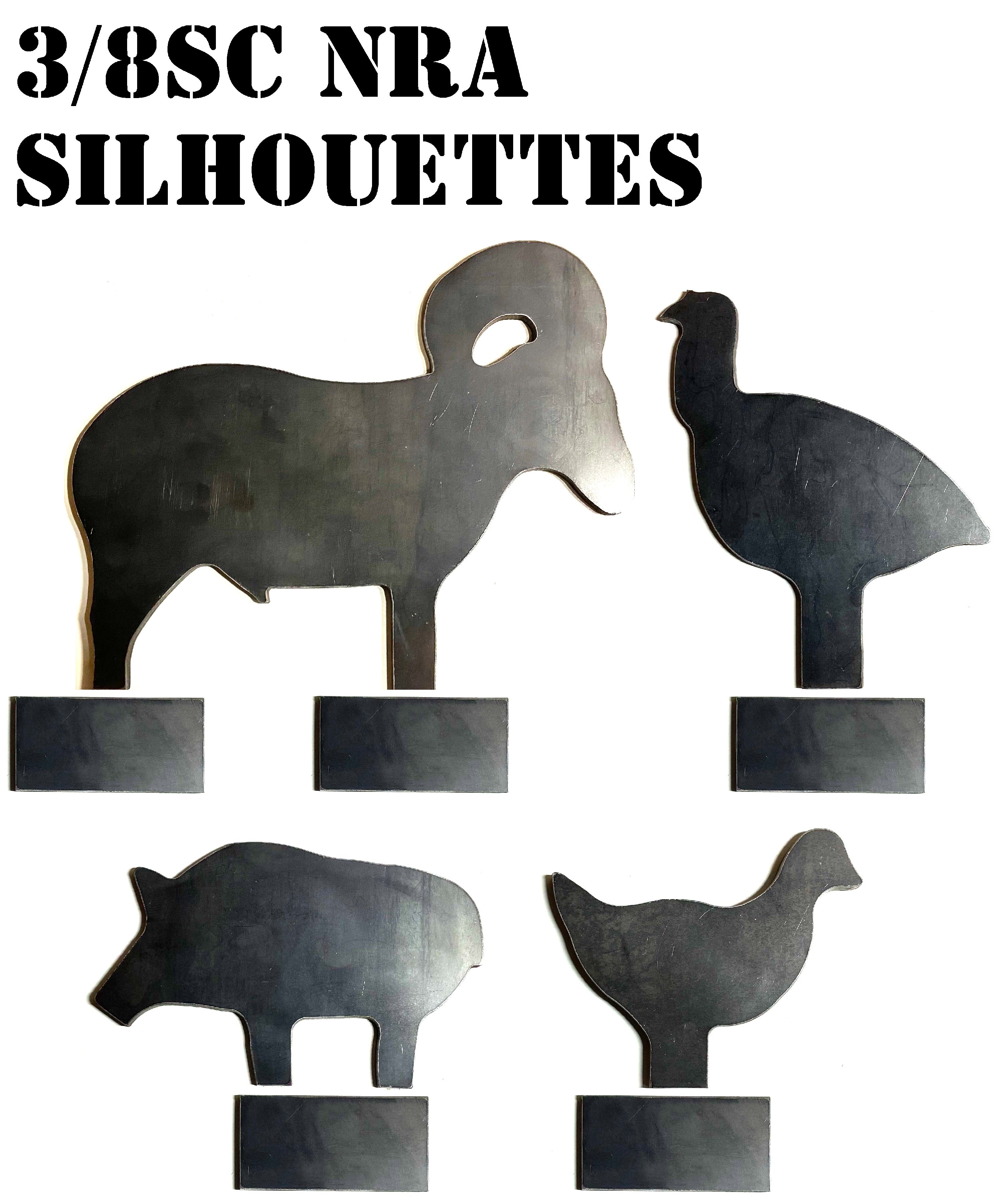 Magnum Target 3/8sc NRA Metallic Silhouette Targets - 4pc Small Bore Pistol Plates Not Welded (38-4U)