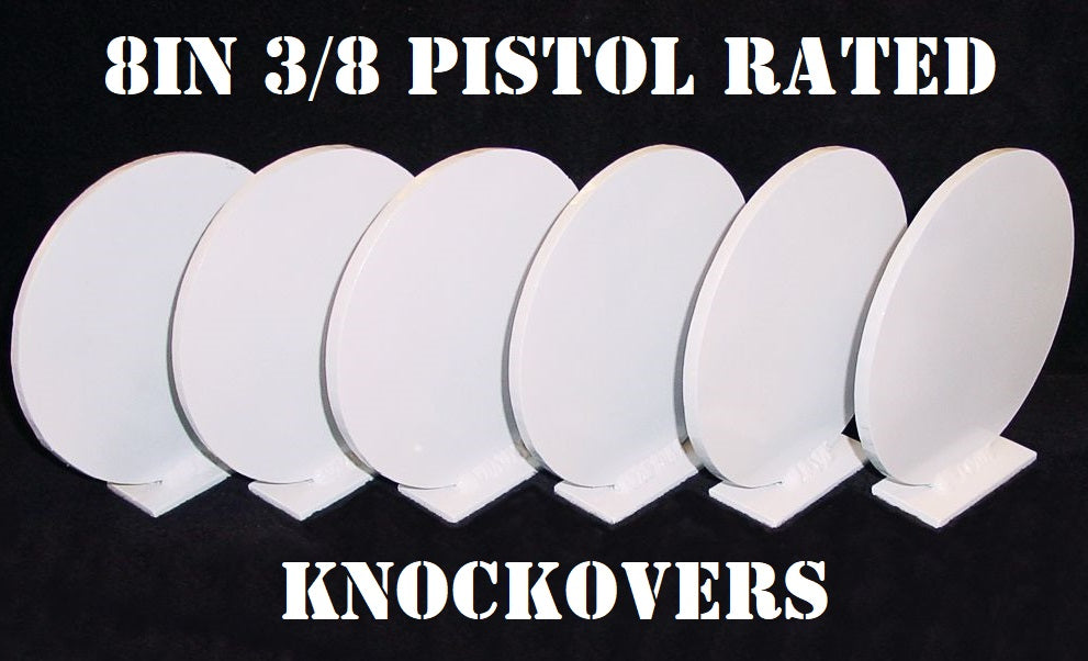 Magnum Target 8in. Round Knock-over PISTOL ONLY Shooting Targets - 6pc. 3/8in Mild Steel Metal Silhouettes (K86W)