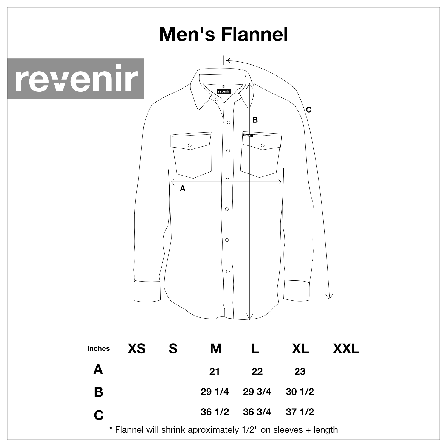 Men's Flannel Size Guide