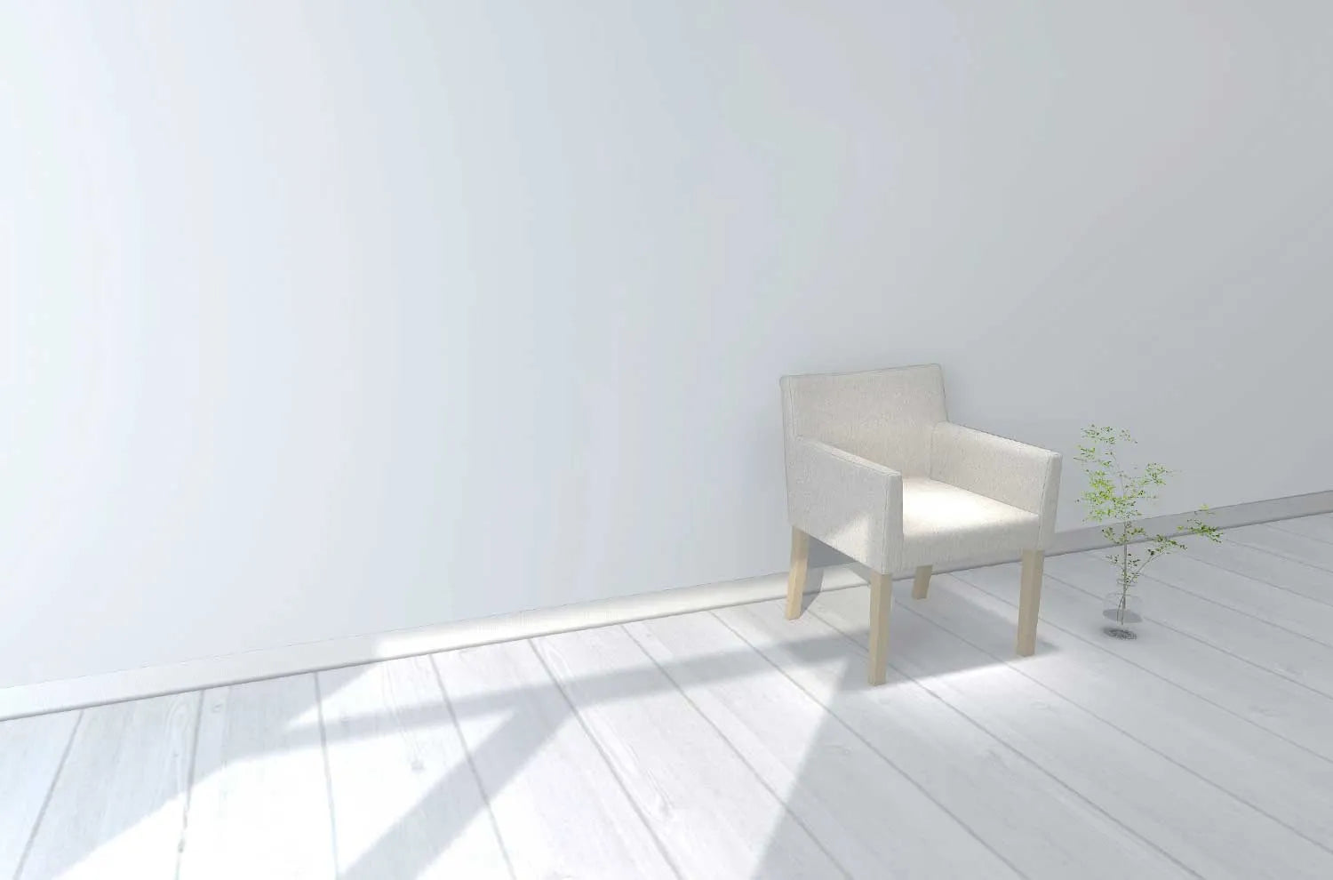 白い部屋に白い椅子
