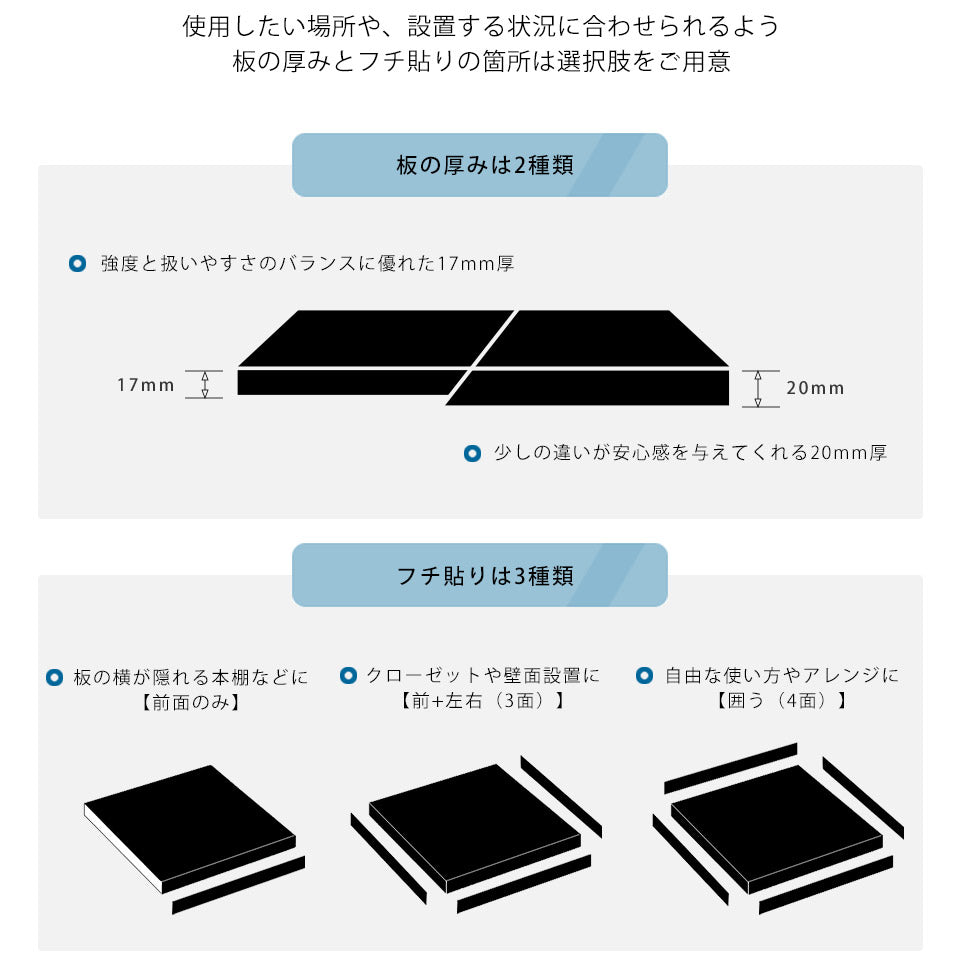 板の厚みは2種類