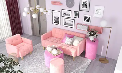 ピンクを使った可愛い部屋コーデ