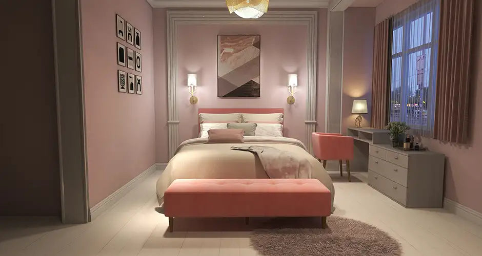 上品なピンクの寝室