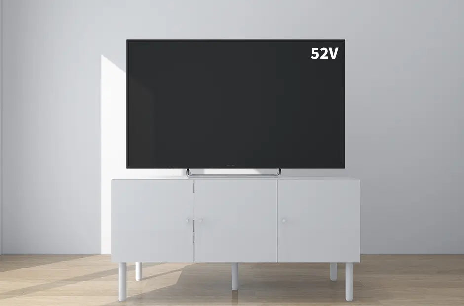 幅120cmのテレビボードと52インチテレビ