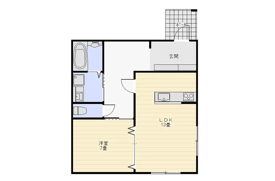 1LDKの平面図