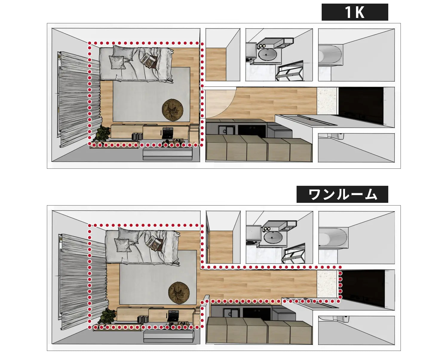 ワンルームと1Kの違いとは