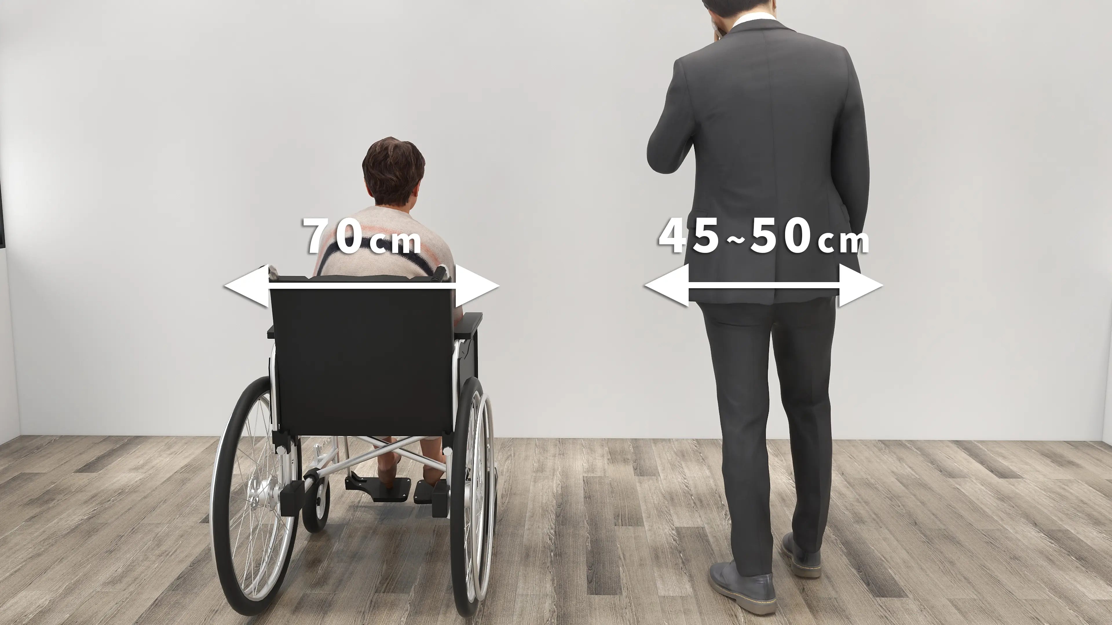 車椅子と人の幅
