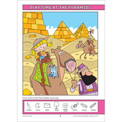 playtime at the pyramids page from the hidden pictures around the world themed activity workbook 