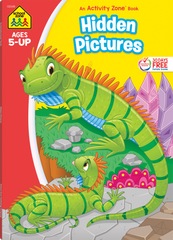 hidden pictures activity work book for kids with a cute illustration of a lizard