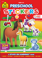 preschool stickers workbook cute illustration of farm animals on front