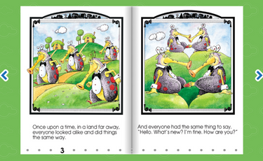 two pages of an online start to read a different tune early reading book 