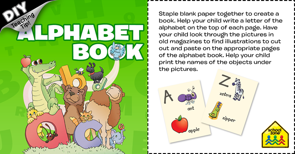 animals holding letters and activity instructions