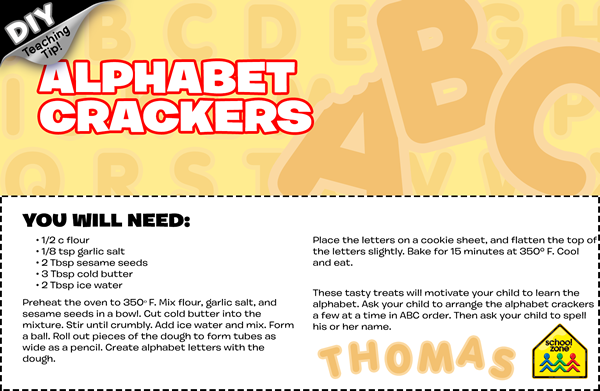 alphabet cracker recipe and baking instrcutions