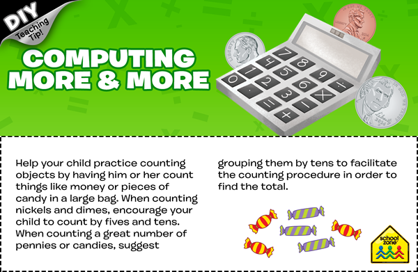 calculator and coins and activity instructions