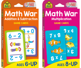 two packs of game cards for kids that build math skill math war addition subtraction math war multiplication