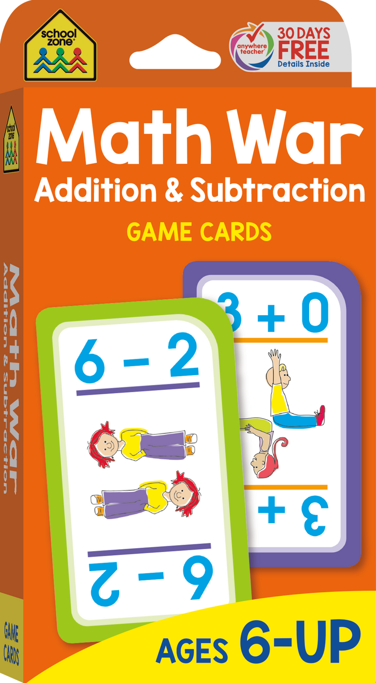 Blauwe plek ondernemer buitenste Math War Addition & Subtraction Game Cards – School Zone Publishing Company