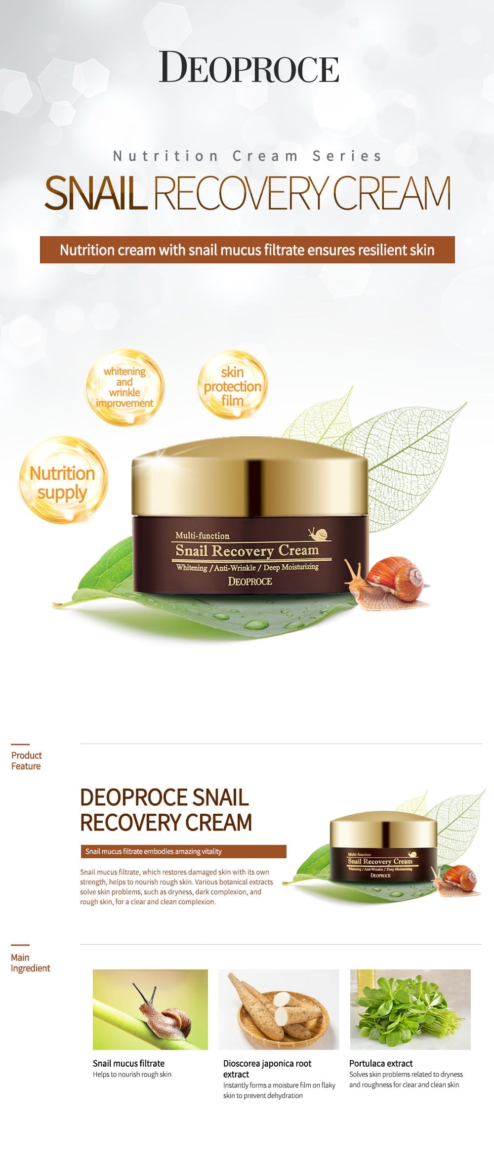 Deoproce Snail Recovery Cream 100g