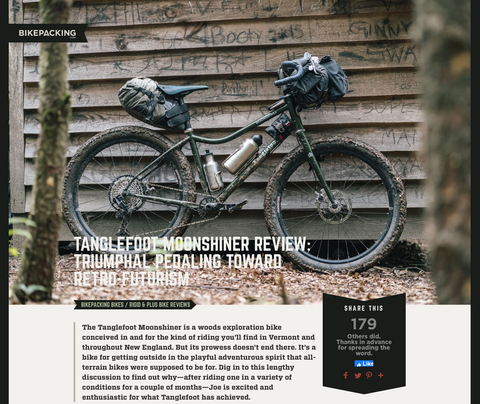 Tanglefoot Moonshiner article in Bikepacking Magazine