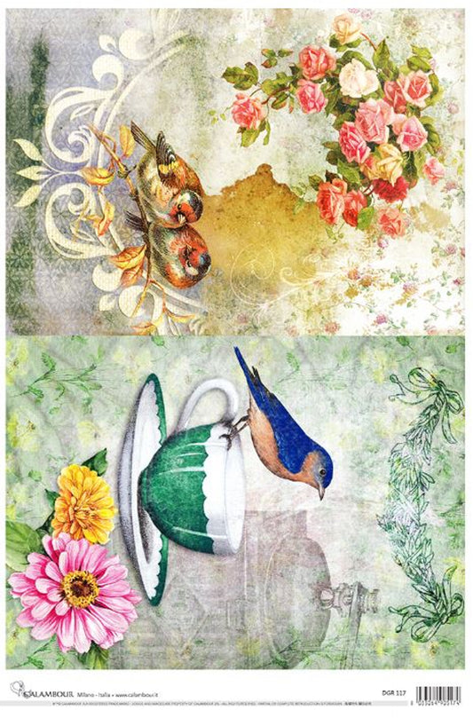 Floral Symphony Fair Clora - A4 Rice Decoupage Paper - Calambour Italy