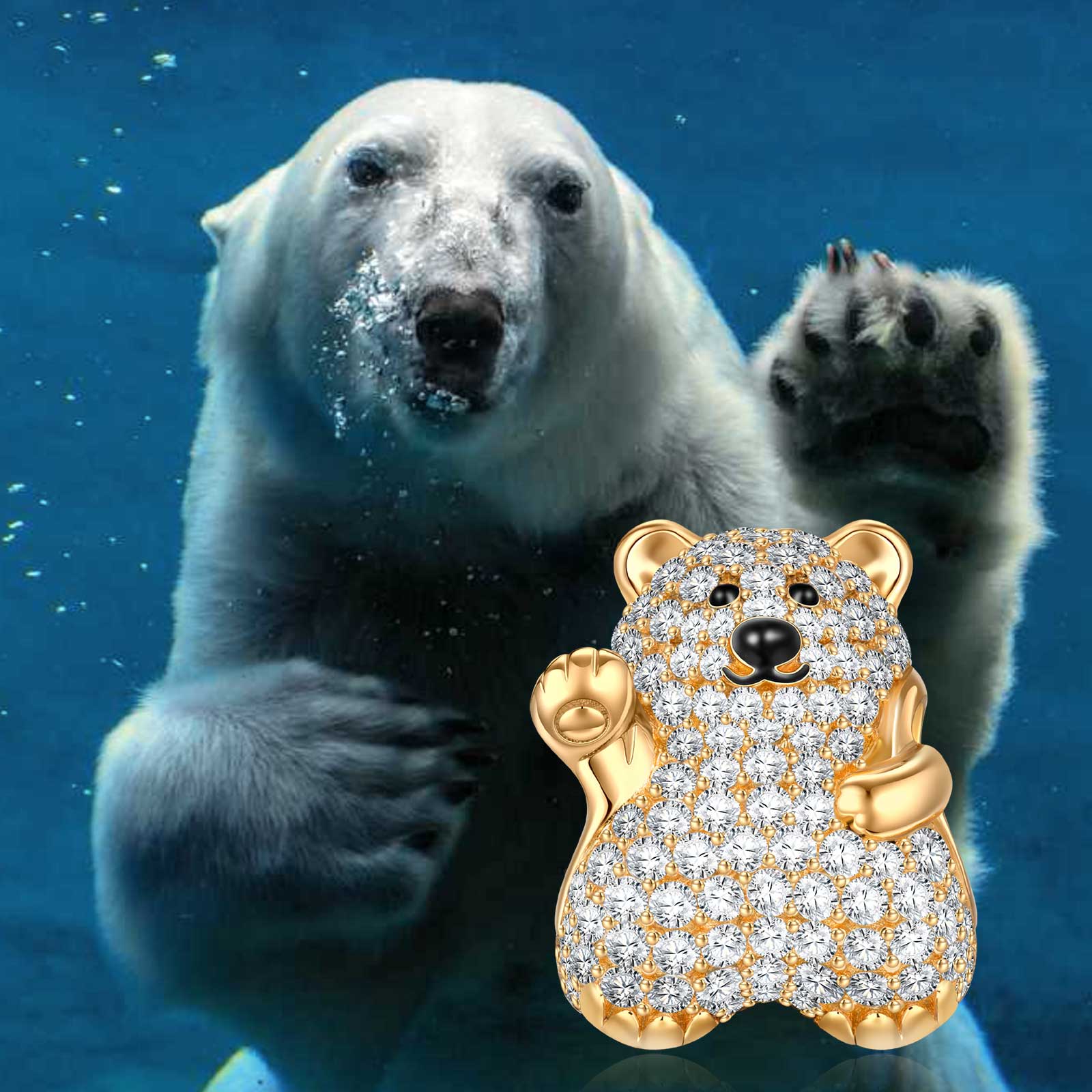 Polar Bear Tarnish-resistant Silver Charms In 14K Gold Plated