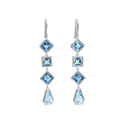 LaViano Jewelers - 18K White Gold Blue Topaz and Diamond Earrings