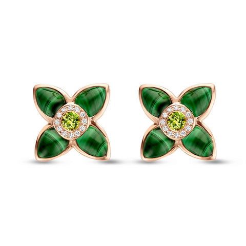 Tirisi Jewelry - 18K Rose Gold Malachite and Diamond Earring