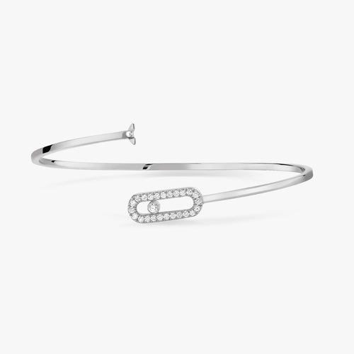 White Gold Pavé Diamond Bangle Bracelet Move Noa