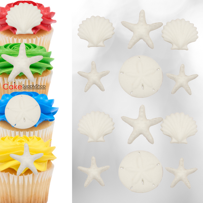 Beach Seashells and Starfish Edible Sugar Decoration Toppers for Cakes  Cupcakes Cake Pops – CakeSupplyShop