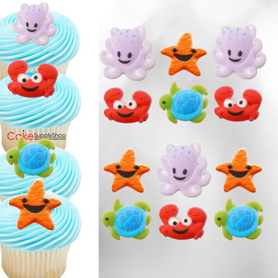 Seahorses Starfish Shells Colored Edible Sugar Decorations Beach Toppe –  SugarMeLicious