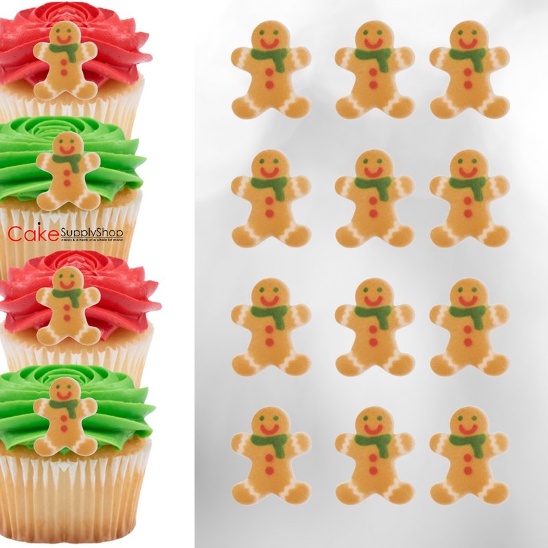 Gingerbread Man Edible Dessert Toppers Ready To Use Edible Cake Cupcake Sugar Icing Decorations -12ct
