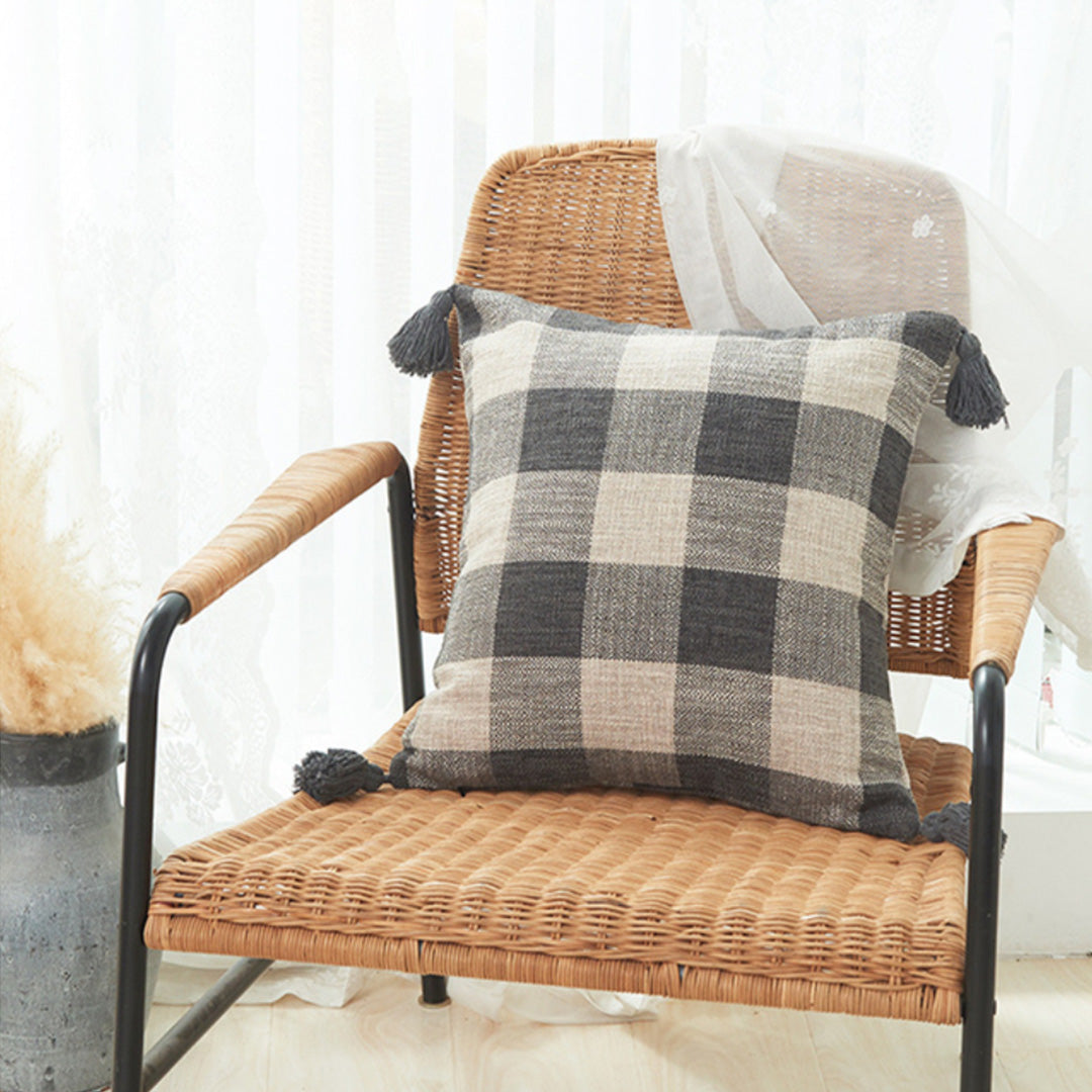 French country gingham pillow case 3カラー